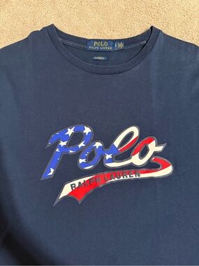 Polo by Ralph Lauren Navy Short Sleeve Tee with Red, White & Blue Logo